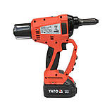 Заклепочник акумуляторний безщітковий Li-Ion 18 В 3Ач (20 kN) для заклепок Ø= 2.4-5.0 мм Yato YT-82955, фото 5