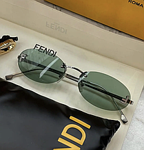 Жіночі зелені сонцезахисні окуляри Fendi First Crystal з логотипом Фенді мікробуквой F з кристалами