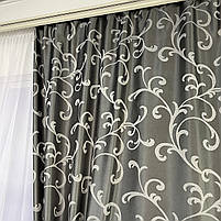 Готові жакардові штори з тюлем, Сірого кольору ALBO (SHTN-M32-6), фото 5