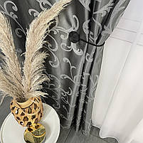 Готові жакардові штори з тюлем, Сірого кольору ALBO (SHTN-M32-6), фото 4