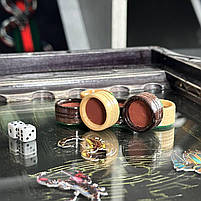 Нарди дерев'яні ручної роботи Містичний Лабіринт у поєднанні зі склом 58×28×10см, фото 7