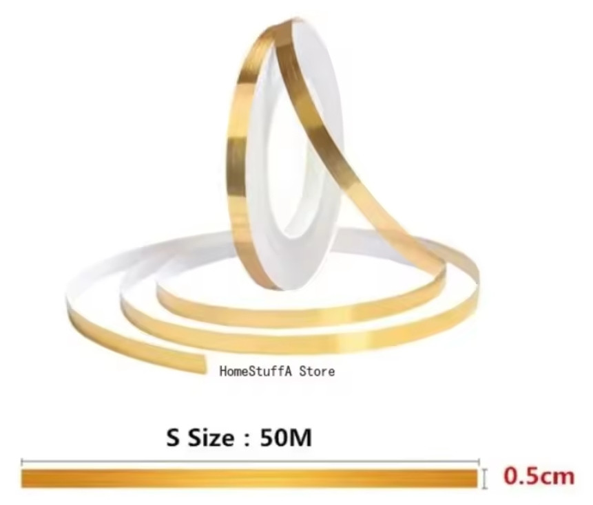 ПВХ-наклейка смуга Золота 50 м х 0,5 см для декору