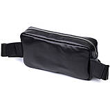 Прямокутна сумка-бананка для чоловіків із натуральної глянсової шкіри Shvigel 22825 Чорна, фото 2