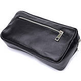 Прямокутна сумка-бананка для чоловіків із натуральної глянсової шкіри Shvigel 22825 Чорна, фото 5