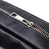 Прямокутна сумка-бананка для чоловіків із натуральної глянсової шкіри Shvigel 22825 Чорна, фото 6