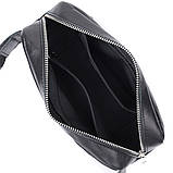 Прямокутна сумка-бананка для чоловіків із натуральної глянсової шкіри Shvigel 22825 Чорна, фото 7