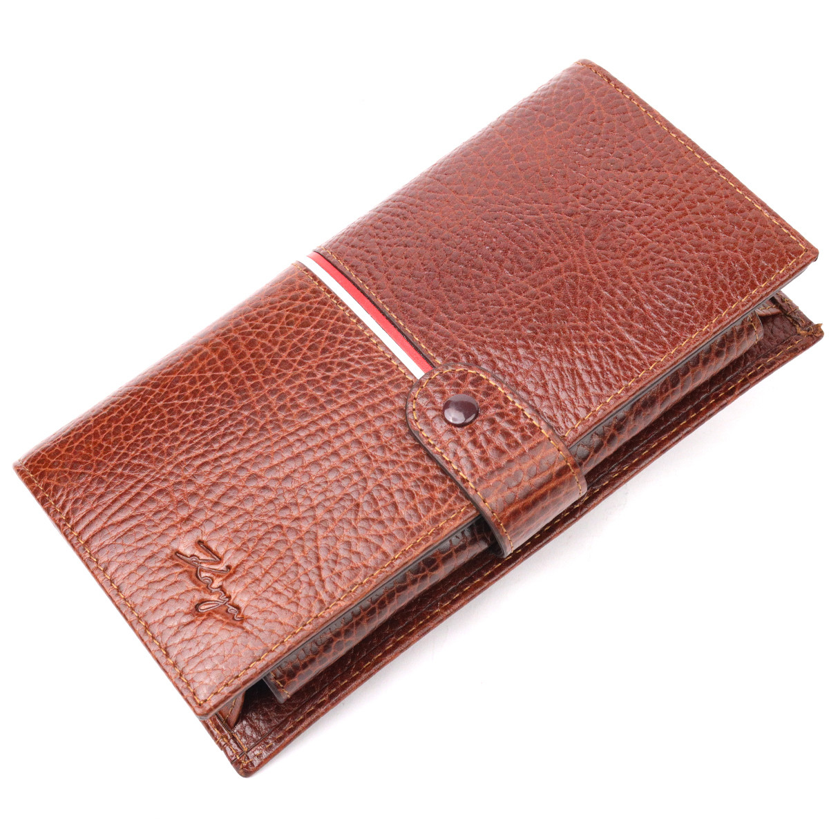 Оригінальний клатч із натуральної шкіри KARYA 21180 Коричневий, фото 1