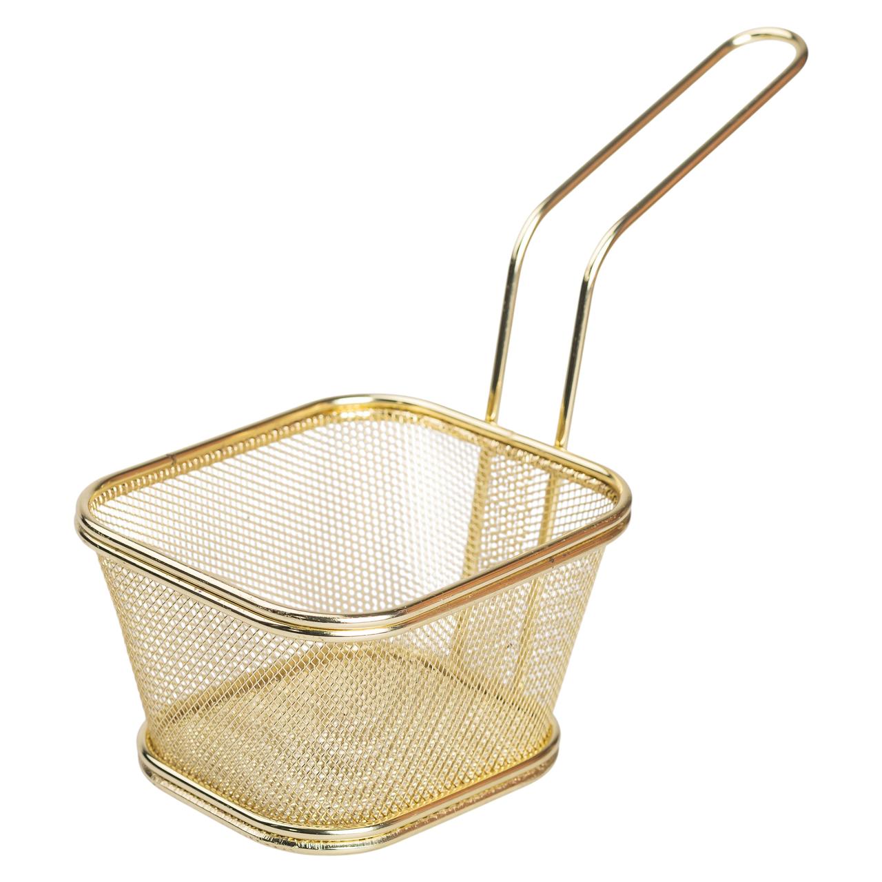 Сервірувальний кошик 13×11×7 см з нержавіючої сталі для картоплі фрі, контейнер подачі снеків закусок ресторанний, фото 1