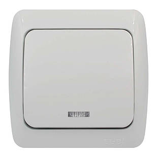 Вимикач ALSU білий 1-кл з підсвіткою