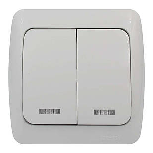 Вимикач ALSU білий 2-кл з підсвіткою