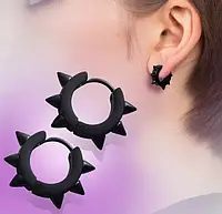 Сережки конго Fashion Jewerly сережки з шипами мальнькі моносережки чорні, 2 шт