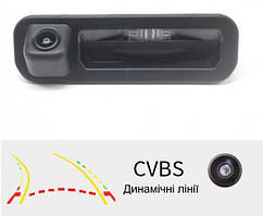 Камера заднього огляду штатна в ручку багажника з кнопкою Ford Focus 3, 2C, 3C 2012-2013 CVBS динамічні лінії
