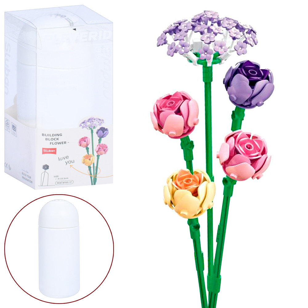 Конструктор SLUBAN "Pleyerid": Півонія, 198 деталей, для любителів квітів (M38-B1101-17), фото 1