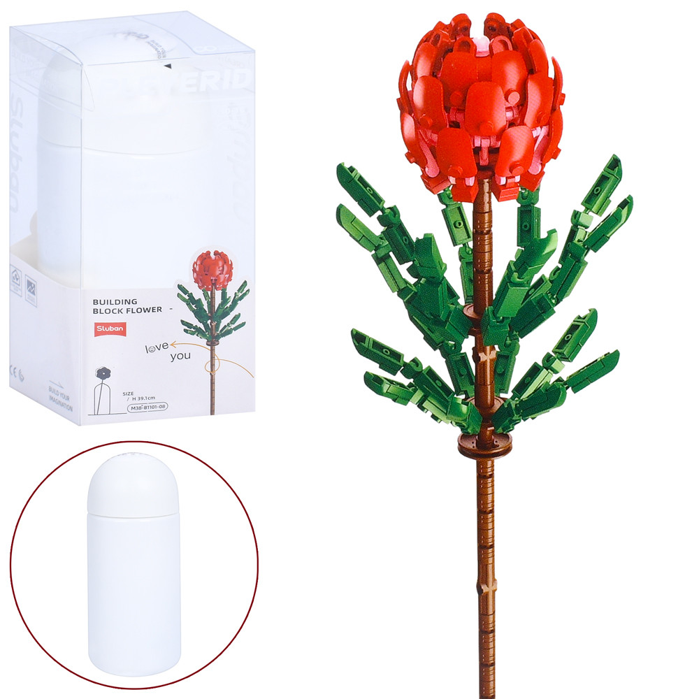 Конструктор SLUBAN "Квіти": Тібухіна урвілля в колбі, 9,5x22x9,5 см, для естетів і флористів (M38-B1101-08), фото 1