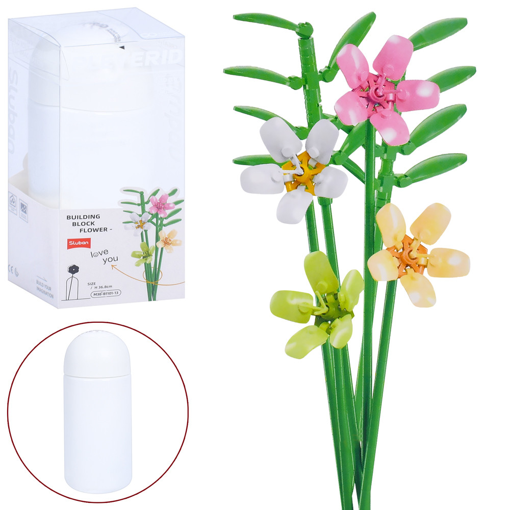 Конструктор SLUBAN "Квіти": Фрезія в колбі, 9,5x22x9,5 см, для тих, хто цінує елегантність (M38-B1101-13), фото 1