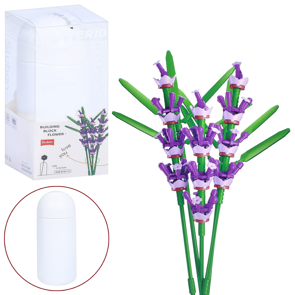 Конструктор SLUBAN "Квіти": Лаванда в колбі, 9,5x22x9,5 см, для тих, хто любить аромат квітів (M38-B1101-14), фото 1