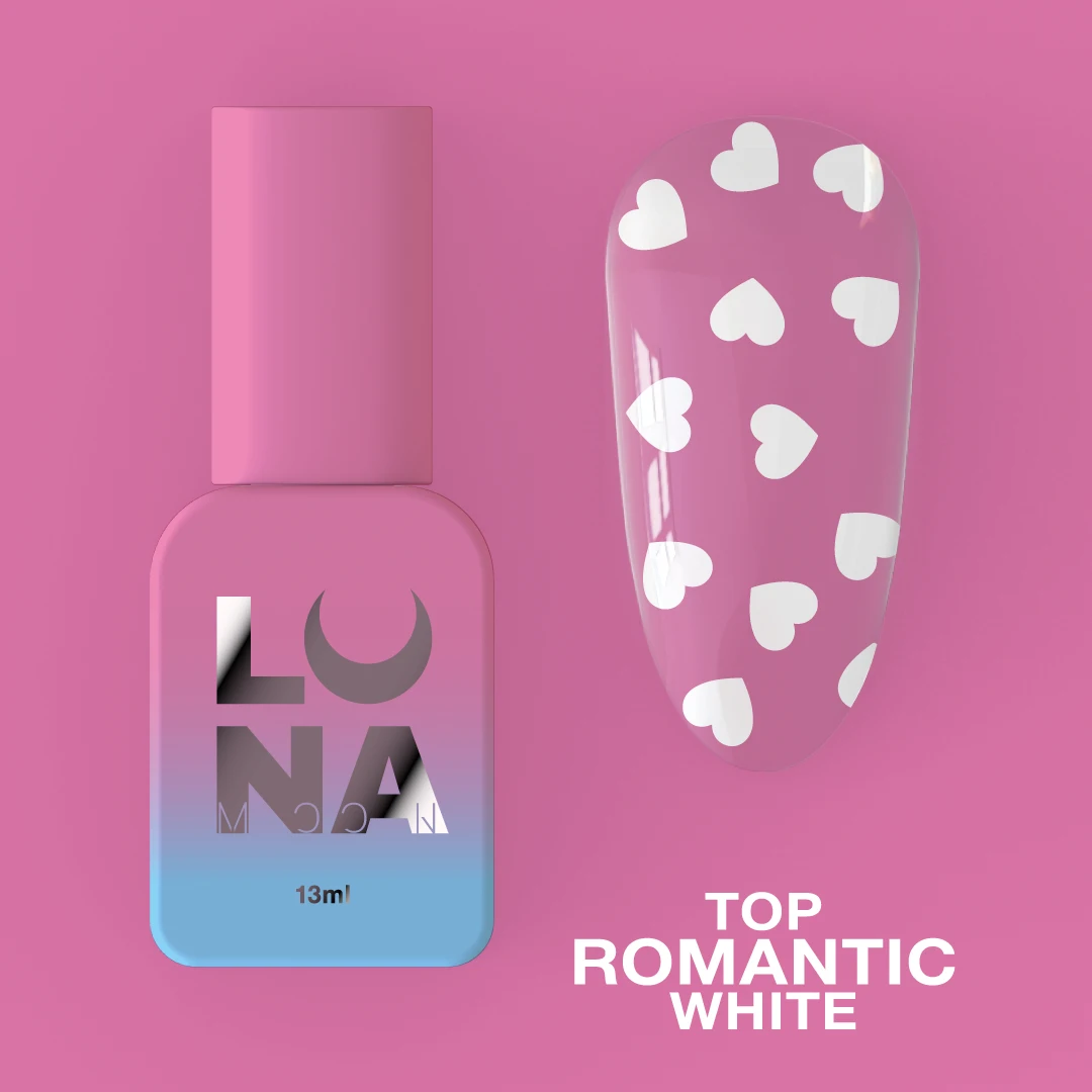 Lunamoon Топ для гель-лаку Top Romantic White 13ml, фото 1