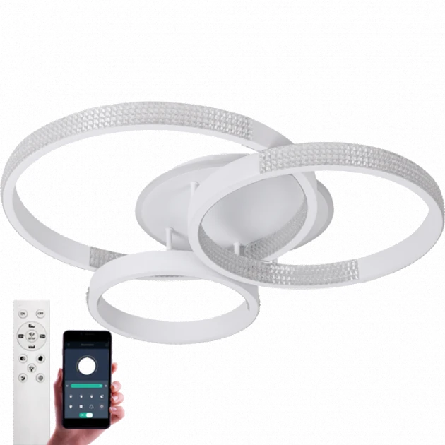 Керована світлодіодна LED люстра AKRILIKA ROUND 100W 4R WHITE Luminaria 3000-6500К,9500Lm, с пультом ДУ 220V IP20