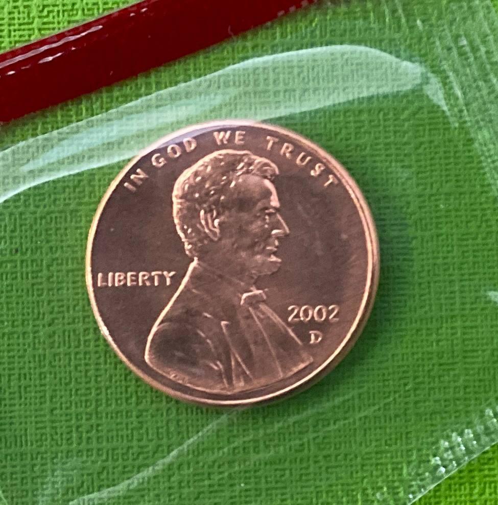 Монета США 1 цент 2002 р. UNC (у запайці) Лінкольн