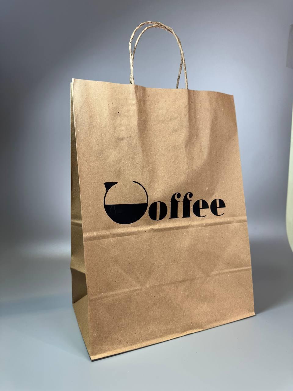 Упаковка крафтовий пакет Пакет фасувальний з логотипом Пакети від виробника оптом 190х280х120 мм, фото 1