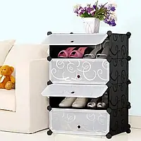 Пластикова 4-рівнева шафа для взуття (37*37*73cm). Стійка-підставка для взуття. Органайзер для взуття.