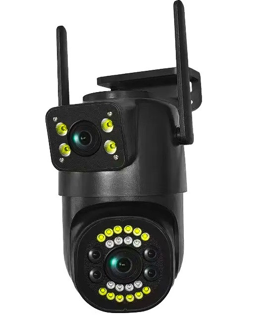 Камера відеоспостереження IP Wi-Fi 4G 2 незалежних об'єктива 3MPx/3MPx V380Pro 2L-V21 Вулична поворотна