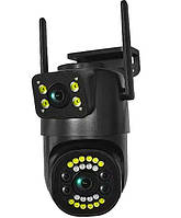 Камера відеоспостереження IP Wi-Fi 4G 2 незалежних об'єктива 3MPx/3MPx V380Pro 2L-V21 Вулична поворотна