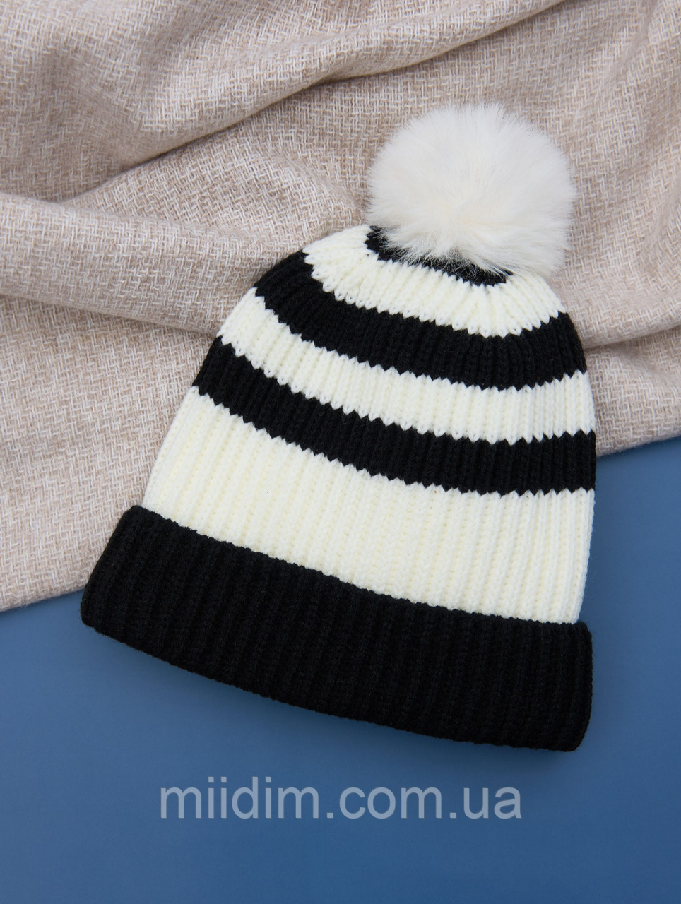 Шапка дитяча з балабоном на флісі розмір М(52), фото 1