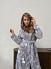 Жіночий халат з капюшоном COSY теплий Котики, велсофт 48-50