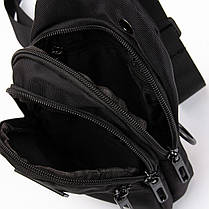 Сумка слінг чоловіча чорна через плече тканинна бананка крос боді crossbody два відділи і кишені Lanpad 82085, фото 3