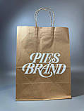 Паперові пакети з друком логотипу Крафт пакети з ручками Пакети паперові фірмові 320х300х150 мм, фото 3