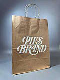 Паперові пакети з друком логотипу Крафт пакети з ручками Пакети паперові фірмові 320х300х150 мм, фото 2