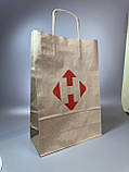 Паперові пакети з друком логотипу Крафт пакети з ручками Пакети паперові фірмові 320х300х150 мм, фото 3