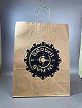 Паперові пакети з друком логотипу Крафт пакети з ручками Пакети паперові фірмові 320х300х150 мм, фото 5