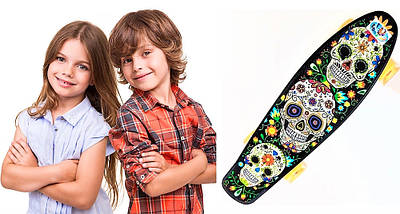 Дитячий підлітковий пенні борд 55 см LED підсвічування Компактний скейт антиковзаюча широка дека алюмінієва підвіска