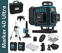 Лазерний рівень нівелір 4D ULTRA MARKER 16 ліній зі штативом микролифт 1,5 м
