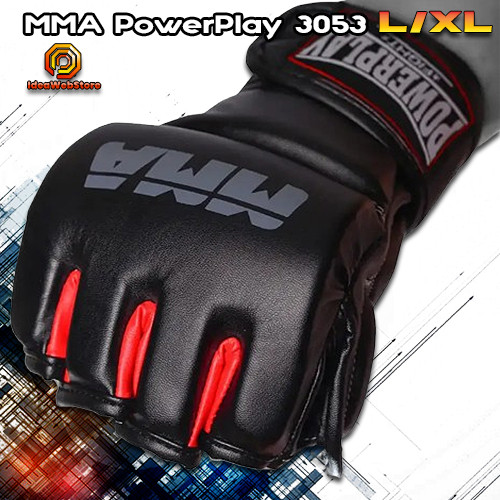 Рукавички для ММА змішаних єдиноборств рукопашного бою чорні PowerPlay 3053 розмір L/XL, фото 1