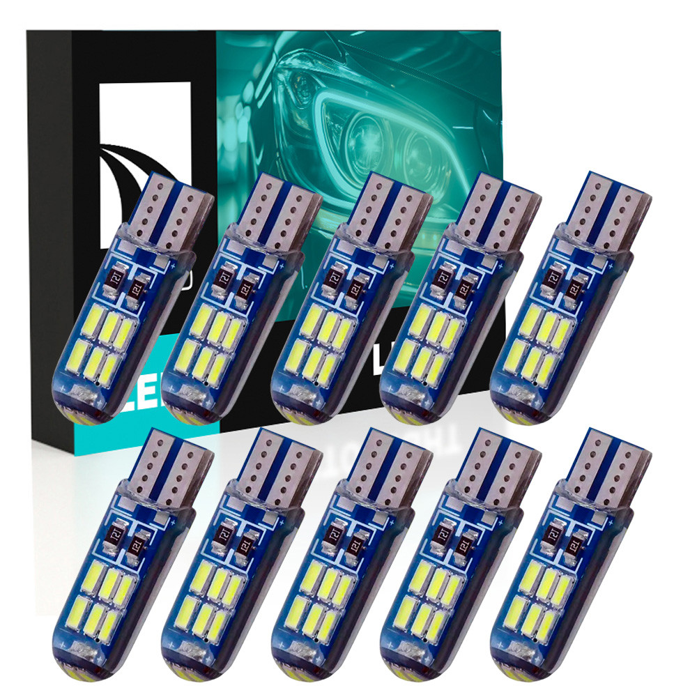 Комплект світлодіодних ламп NAPO LED T10-3014-15smd-Silic W5W T10 колір світіння білий 10 шт