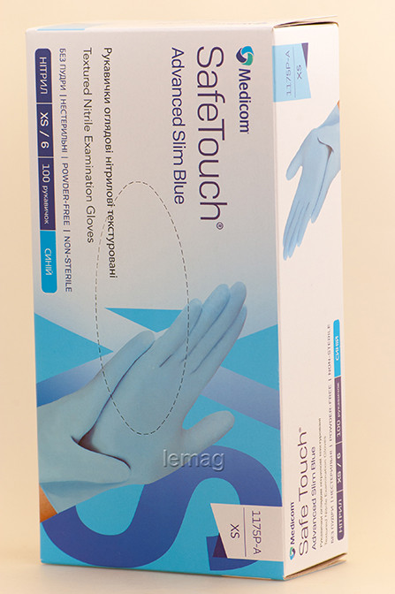Medicom Рукавички нітрилові 3.5 г, 100 шт. - Блакитні, розмір XS, фото 1