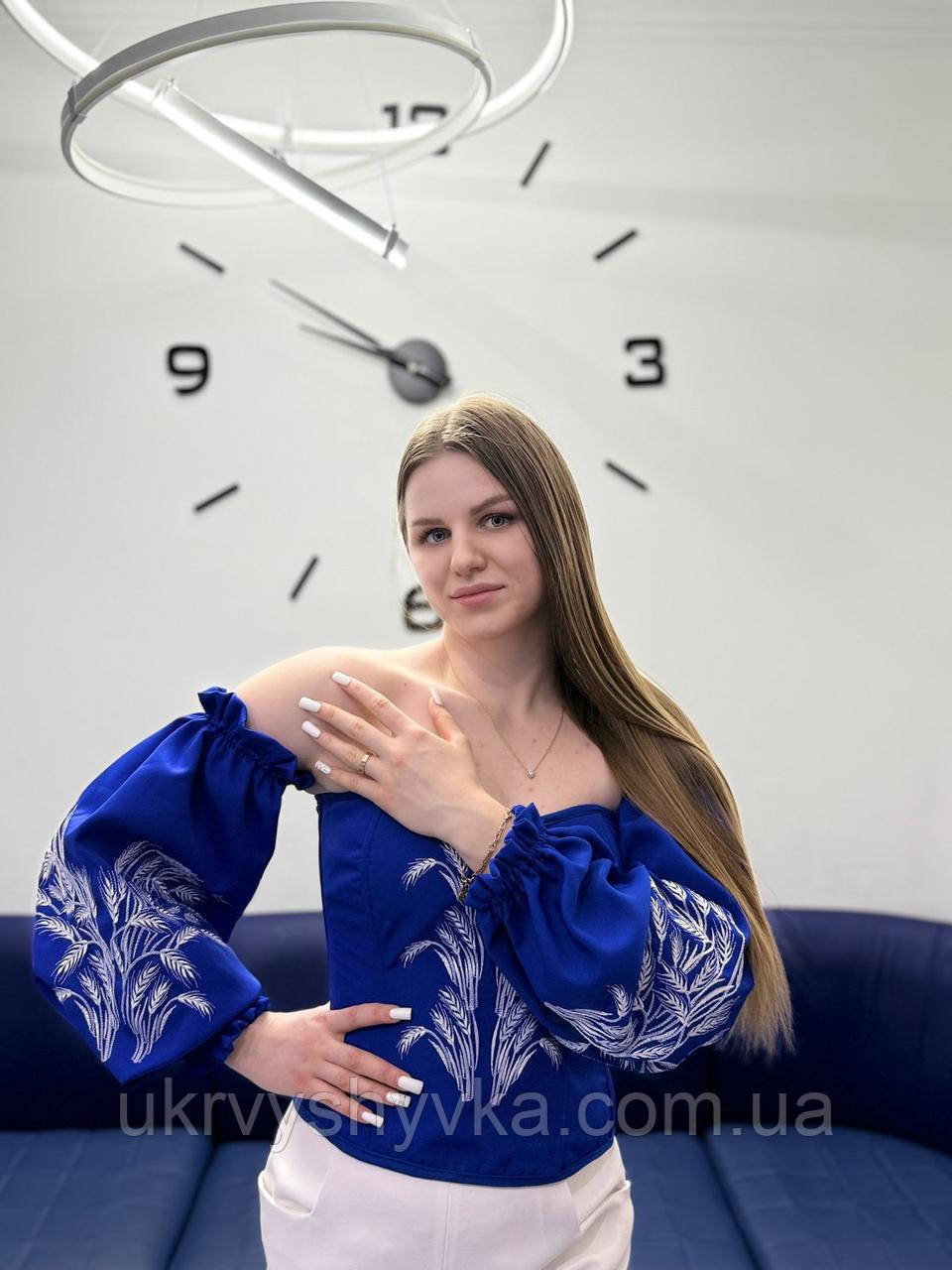 Корсет вишитий "Краса" синій