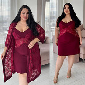 Жіночий комплект нічна сорочка та пеньюар із трикотажу кристал