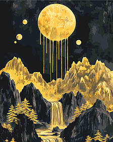 Картина за номерами Пейзаж. Золотий вечір з фарбами металік 40*50 см Орігамі LW 3427