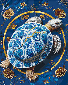 Картина за номерами Черепаха з фарбами металік 40*50 см Орігамі LW 3446