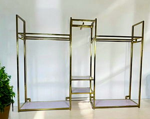 Стійка в торрговий зал пристінна золота для магазину одягу та взуття