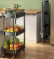 Полиця етажерка на колесах SKLM-13 3 полиці метал 96х47 см