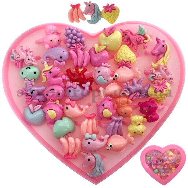 Дитячі кільця в коробці Сердечко набір 35 шт., фото 1