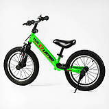 Дитячий біговел велобіг на сталевій рамі 14 дюймів Corso LAMBO LB-14700 надувні колеса Зелений, фото 4