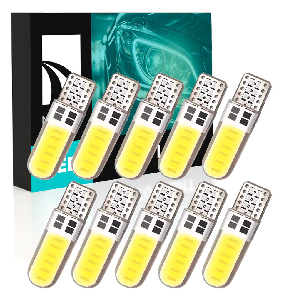 Комплект світлодіодних ламп NAPO LED T10-COB-Silic-B W5W T10 колір світіння білий 10 шт