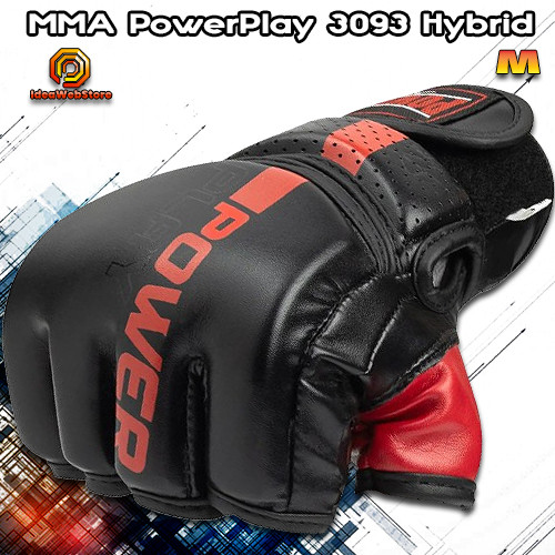 Рукавички для ММА змішаних єдиноборств рукопашного бою чорні PowerPlay 3093 Hybrid розмір M