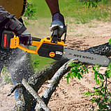 Акумуляторна ланцюгова пила в кейсі 12 inch Electric SAW YELLOW 21V Li-Ion 2 шт. акумулятора, фото 8